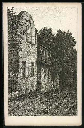 Künstler-AK Wien, Hohe Warte, Therese Krones-Haus