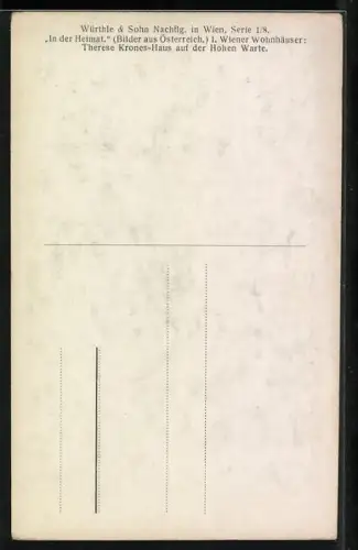Künstler-AK Wien, Hohe Warte, Therese Krones-Haus