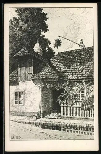 Künstler-AK Ulf Seidl: Wien, Weinbauernhaus