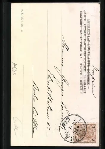 Künstler-AK Adolf Karpellus: Mutter und Sohn aus der Steiermark an Flurkreuz