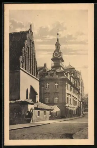 AK Prag, Altneu-Synagogeund jüdisches Rathaus