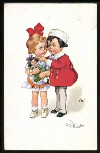 Künstler-AK sign. Asta Drucker: Vaterle und Mutterle