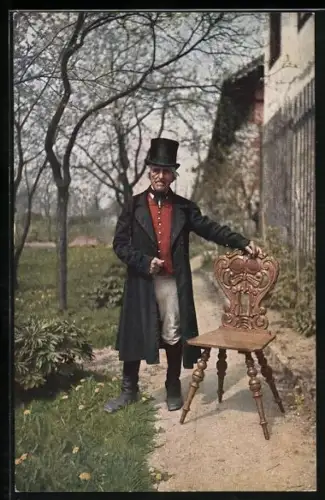 AK Neuses / Coburg, ehem. Diener des Dichters F. Rückert in bayerischer Tracht