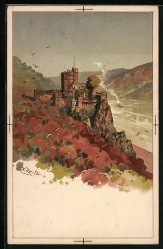 Künstler-AK Fritz Reiss: Trechtingshausen, Schloss Rheinstein
