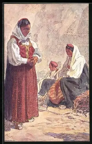 Künstler-AK Dalmatiner Volkstypen in Tracht