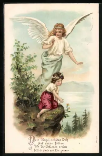 AK Schutzengel wacht über Mädchen am Abgrund