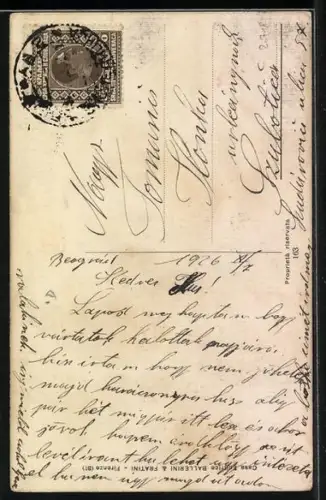 AK Fräulein im Kleid mit einem Fächer