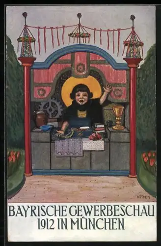 AK München, Bayerische Gewerbe-Ausstellung 1912, Münchner Kindl