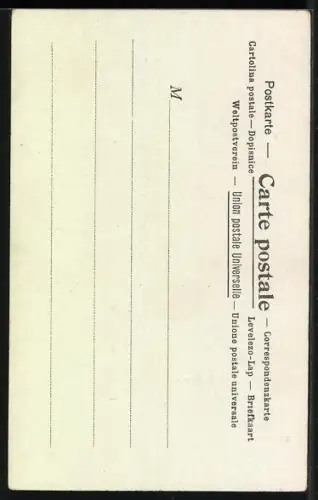 Lithographie La Poste en Allemagne, deutscher Postbote, Flagge, Briefmarke