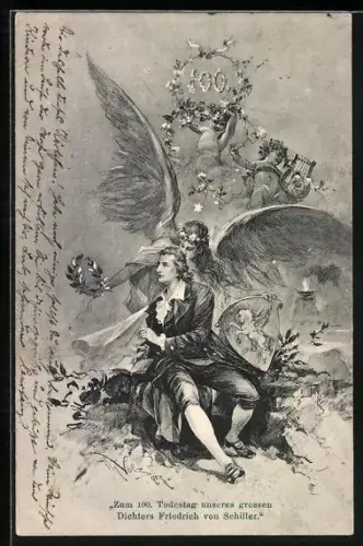 AK Zum 100. Todestag Friedrich Schillers am 9. Mai 1905, Engel