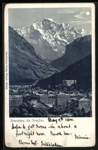 AK Interlaken, Teilansicht mit Blick auf die Jungfrau