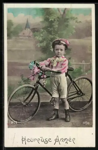 AK Knabe mit Fahrrad