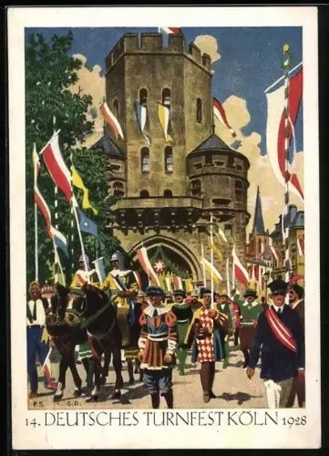 AK Köln, 14. Deutsches Turnfest 1928, Parade auf den Strassen
