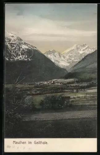 AK Mauthen im Gailthale, Ortsansicht aus der Vogelschau