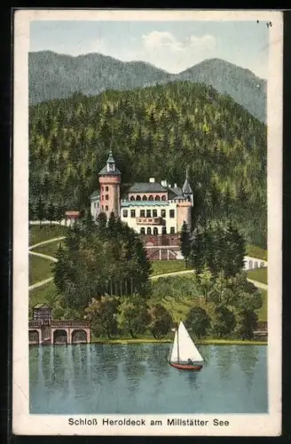Künstler-AK Millstatt am See, Schloss Heroldeck am Millstätter See