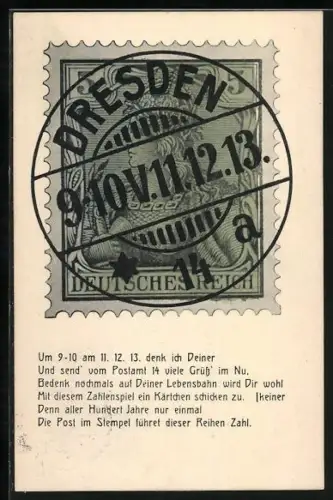 AK Besonderes Datum 11.12.1913 mit Sinnspruch