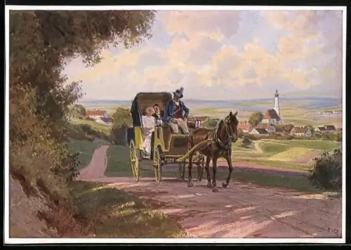 Künstler-AK Paul Hey: Hochzeitsreise