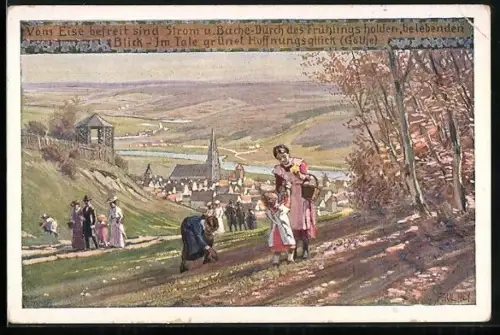 Künstler-AK Paul Hey: Frühling, Spaziergang