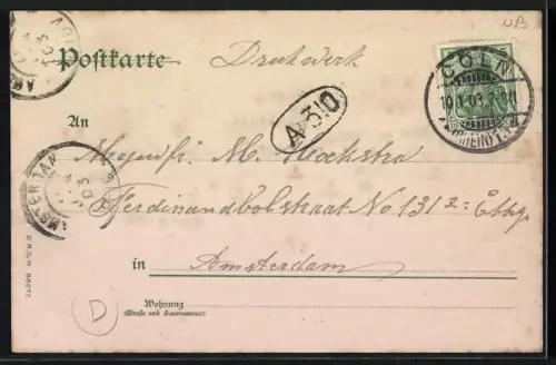 Lithographie Köln a. Rh., Panorama mit Dom, Leuchtende Fenster und Mondsichel im Gegenlicht, Halt gegen das Licht