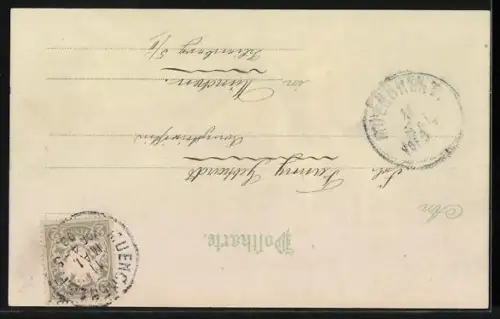 Lithographie Reiter mit Trompete, Gewitter bei Gegenlicht, Halt gegen das Licht