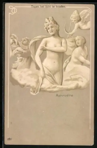 Lithographie Aphrodite in den Wolken, Badende Frau im Gegenlicht, Halt gegen das Licht