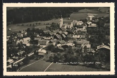 AK Haus /Ennstal, Totalansicht vom Flugzeug aus
