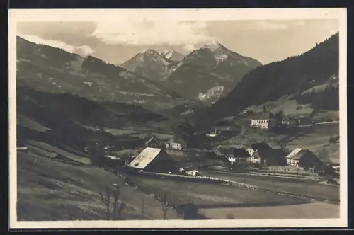 AK Donnersbach /Steir. Ennstal, Gesamtansicht mit Gipfelpanorama
