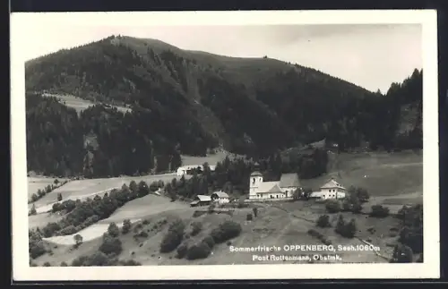 AK Oppenberg /Obstmk., Ortsansicht mit Kirche u. Umgebung aus der Vogelschau