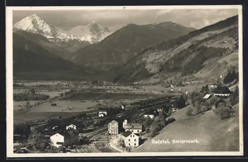 AK Selztal, Teilansicht mit Gebirge im Hintergrund