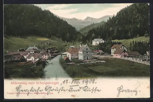 AK Mürzsteg, Ortsansicht mit Königskogel