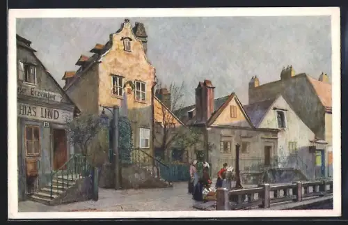 Künstler-AK Wien, Strassenpartie im Ratzenstadl