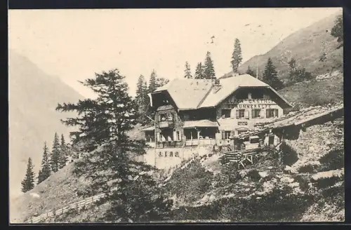 AK Bruck an der Grossglocknerstrasse, Alpen-Gasthof Trauneralpe mit Wiesbachhorn
