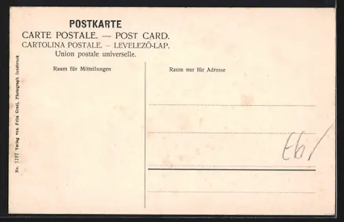 AK Pfitsch, St. Jacob, Ortsansicht gegen das Gebirge