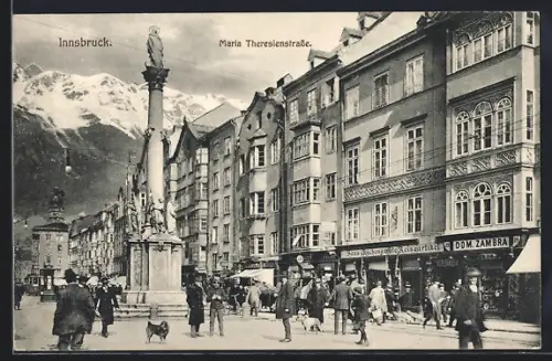 AK Innsbruck, Maria Theresienstrasse mit Geschäften