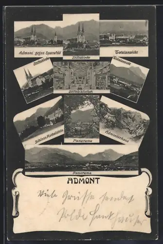 AK Admont, Stiftskirche, Admonterhaus, Totalansicht