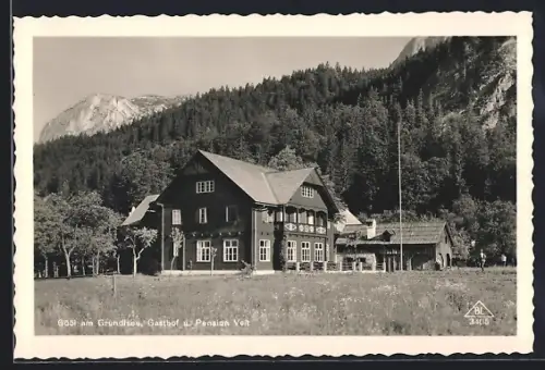 AK Gössl am Grundlsee, Gasthof-Pension Veit mit Bergblick