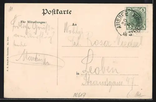 AK Grundlsee, Ortspartie mit Uferstrasse u. Bergpanorama