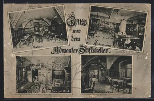 AK Admont, Stiftskeller, Innenansichten Vorhaus, Gastzimmer, Bauernstüberl