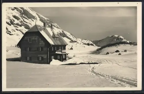 AK Naturfreundehaus auf der Tauplitzalm im Schnee