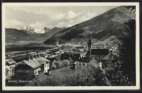 AK Selztal /Steiermark, Teilansicht mit Kirche und Bahnhof