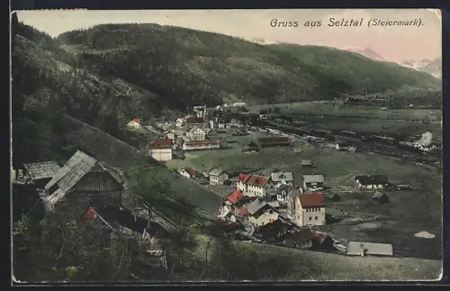 AK Selztal, Teilansicht mit Eisenbahnstrecke