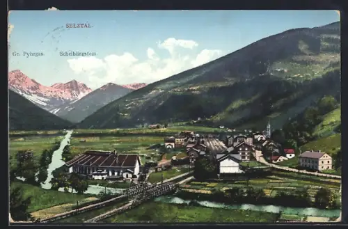AK Selztal /Steiermark, Gesamtansicht mit Brücke, Gr. Pyhrgas und Scheiblingstein
