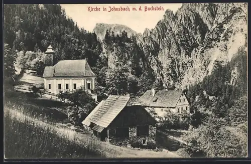 AK Johnsbach, Kirche und Umgebung mit dem Buchstein