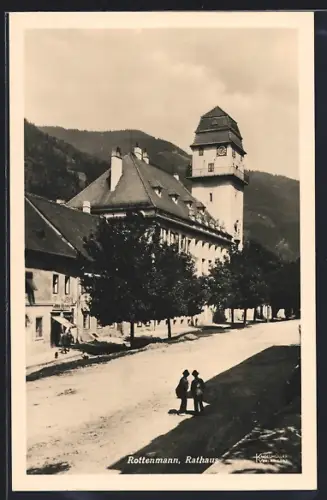 AK Rottenmann, Strassenpartie am Rathaus
