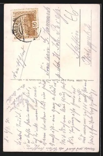 Wirtshaus-AK Gumpoldskirchen, Ortsansicht aus der Sicht eines Betrunkenen