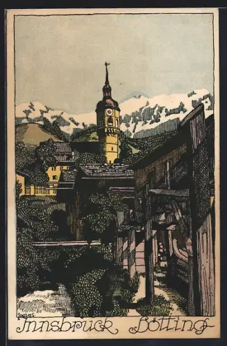 Künstler-AK Innsbruck, Kirche am Bötting