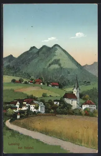 AK Lassing b. Selztal, Ortsansicht mit Kirche