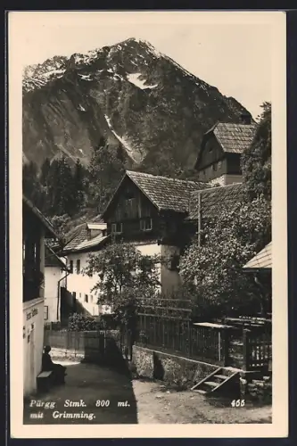 AK Pürgg, Strassenpartie mit Blick auf den Grimming