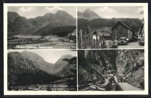 AK Wildalpen /Stmk., Hinterwildalpen, Strassenpartie, Spazierweg am Fluss