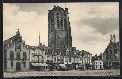 AK Furnes, Le Théâtre, la Tour de l`Eglise St. Nicolas et le Corps de Garde